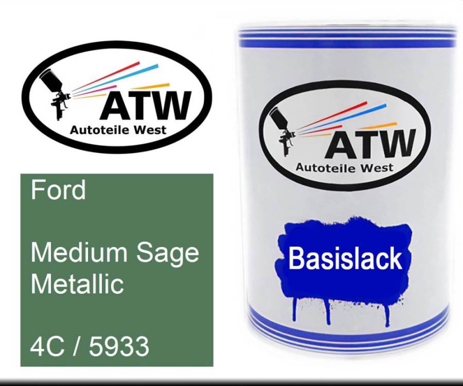 Ford, Medium Sage Metallic, 4C / 5933: 500ml Lackdose, von ATW Autoteile West.